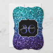 Invitation Aqua blue Ombre fausse parties scintillant scintil (Devant)