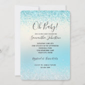 Invitation Aqua Blue Ombre Tie dye Glitzy Sparkle Parties sci (Devant)