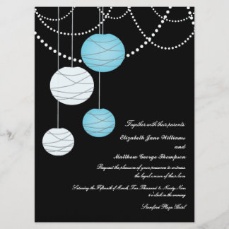 Invitation Aqua Blue Paper Lanterns 6 x 8 Mariages