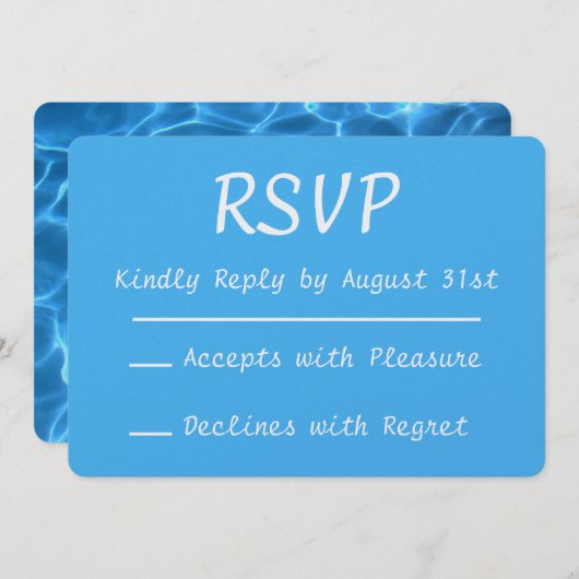 Invitation Aqua Blue Piscine Photo RSVP (Devant / Derrière)