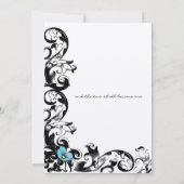 Invitation Aqua Blue Poppy Floral Swirl Mariage (Dos)