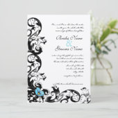 Invitation Aqua Blue Poppy Floral Swirl Mariage (Debout devant)