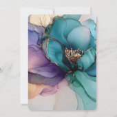 Invitation Aqua Blue Purple Gold Fête des mariées Florale (Dos)