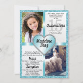 Invitation Aqua Blue Quinceañera 15 Cumpleaños (Devant)