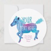 Invitation Aqua Blue Rose Pony Ride Anniversaire Fête Invitat (Devant)