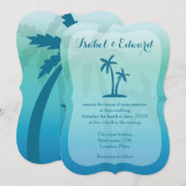Invitation Aqua Blue Tropical Palm Tree Mariage (Devant / Derrière)