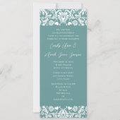 Invitation Aqua Blue Vintage Modern Mariage damassé Invitatio (Devant)