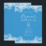 Invitation Aqua Blue & White Lace Élégant Sweet 16 Party<br><div class="desc">Personnaliser pour tout événement</div>