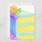 Invitation Aqua Blue Yellow Cake Floral 80e fête d'anniversai (Dos)