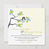 Invitation Aqua Cherry Blossoms Inséparables Mariage Invitati (Devant)