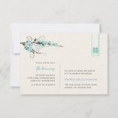 Invitation Aqua Cherry Blossoms Réception de mariage asiatiqu (Devant)