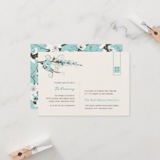 Invitation Aqua Cherry Blossoms Réception de mariage asiatiqu