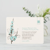 Invitation Aqua Cherry Blossoms Sakura Swirls Mariage asiatiq (Debout devant)