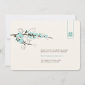 Invitation Aqua Cherry Blossoms Sakura Swirls Mariage asiatiq (Dos)