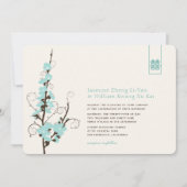 Invitation Aqua Cherry Blossoms Sakura Swirls Mariage asiatiq (Devant)