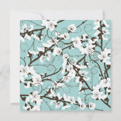 Invitation Aqua Cherry Blossoms Sakura Swirls Mariage asiatiq (Dos)
