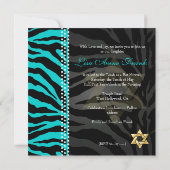 Invitation Aqua couleur Bat mitzvah/DO-IT-YOURSELF Zèbre PixD (Dos)