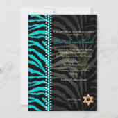 Invitation Aqua couleur Bat mitzvah/DO-IT-YOURSELF Zèbre PixD (Dos)