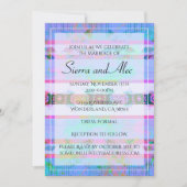 Invitation Aqua couleur rose et blanc de Bohême rayé (Devant)