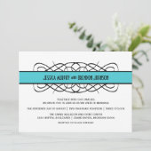 Invitation Aqua Deco Flourish Wedding (Debout devant)