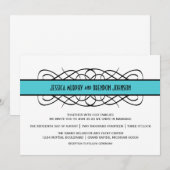 Invitation Aqua Deco Flourish Wedding (Devant / Derrière)