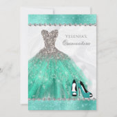 Invitation Aqua Diamond Sparkle Parties scintillant Quinceañe (Devant)