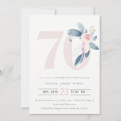 INVITATION AQUA DOUX BLEU BLEU FLORAL 70E TOUT ÂGE ANNIVERSAI (Devant)