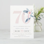 INVITATION AQUA DOUX BLEU BLEU FLORAL 70E TOUT ÂGE ANNIVERSAI (Debout devant)