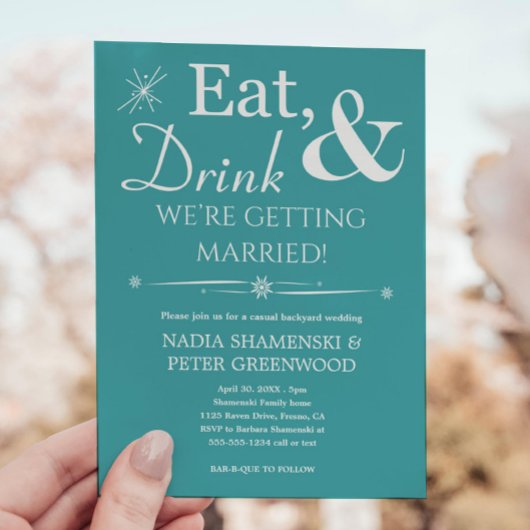 Invitation Aqua Eat Boisson Se Marier Jardin Mariage