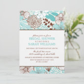 Invitation Aqua et Fête de l'mariée florale Brown (Debout devant)