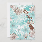 Invitation Aqua et Fête de l'mariée florale Brown (Dos)