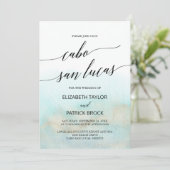 Invitation Aqua et Gold Beach Cabo San Lucas Mariage (Debout devant)