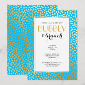 Invitation Aqua et Gold des Pois Confetti modernes (Devant / Derrière)