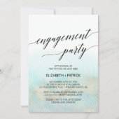 Invitation Aqua et Gold Watercolor Beach (Devant)