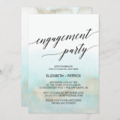 Invitation Aqua et Gold Watercolor Beach (Devant / Derrière)