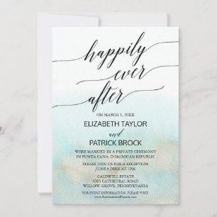 Invitation Aqua et Gold Watercolor Beach Elopement