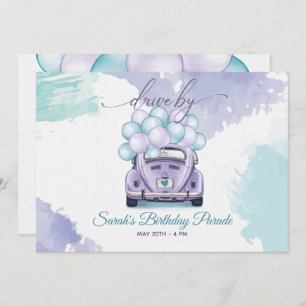Invitation Aqua et Lilac Surprise DriveBy Anniversaire