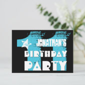 Invitation AQUA et NOIR 11e fête d'anniversaire 11 ans V07 (Debout devant)