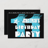 Invitation AQUA et NOIR 11e fête d'anniversaire 11 ans V07 (Devant / Derrière)