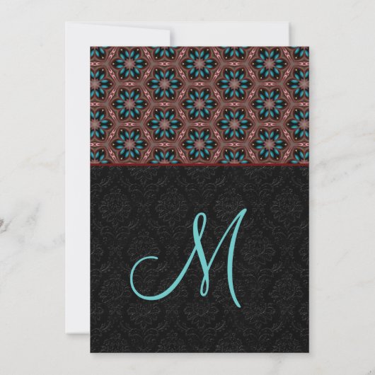 Invitation Aqua et Noir Mariage Monogramme moderne H664 (Dos)