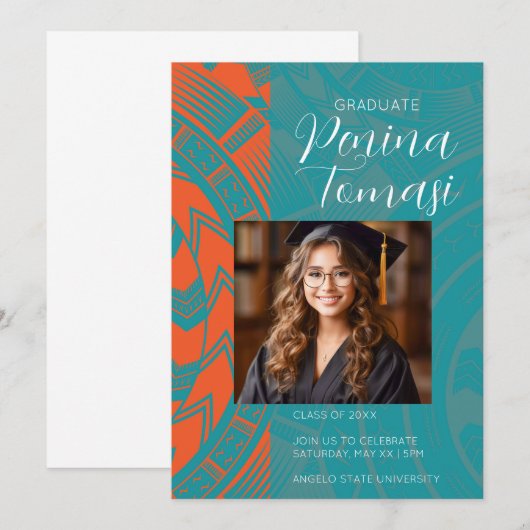 Invitation Aqua et Orange (Devant / Derrière)