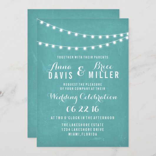 Invitation Aqua Été String Mariage lumière invite (Devant / Derrière)