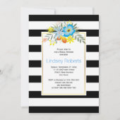 Invitation Aqua fleurs et rayures mariage douche nuptiale (Devant)