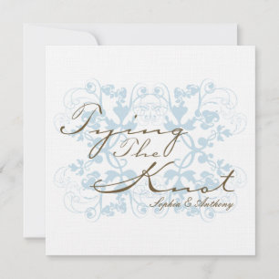 Invitation Aqua Floral Flourish Tying The Knot Wedding Invita