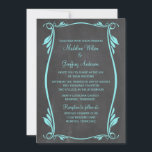 Invitation Aqua Flourish Chalkboard Mariage<br><div class="desc">Elégante et tendance Faire-part de mariage Flourish Chalkboard avec un look arrière - plan Chalkboard et une bordure d'art déco tourbillon et feuille chic en turquoise. Facile à customiser,  il suffit d'ajouter les détails de votre mariage. Cliquez sur "Customiser" pour trouver d'autres options de personnalisation.</div>