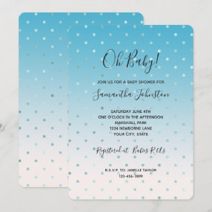 Invitation Aqua Glam Dots Ombre Baby Shower
