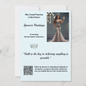 Invitation Aqua Glitz Autograph Cards for Pageants | QR Code (Dos)