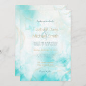 Invitation Aqua Gold moderne Encre d'alcool Art Aquarelle Océ (Devant / Derrière)