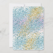 Invitation Aqua Gold rose Unicorn Parties scintillant (Dos)