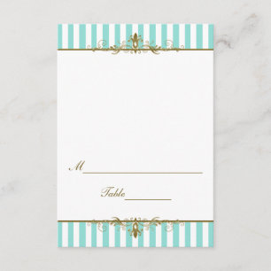 Invitation Aqua, Grandes Blances avec rouleaux Or